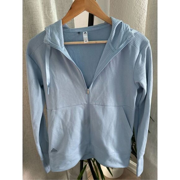 Adidas Ribbed Women’s Light Blue‎ Workout Jacket Cold Ready Small - Picture 1 of 6